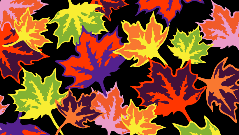 Spooky groovy leaves vector art