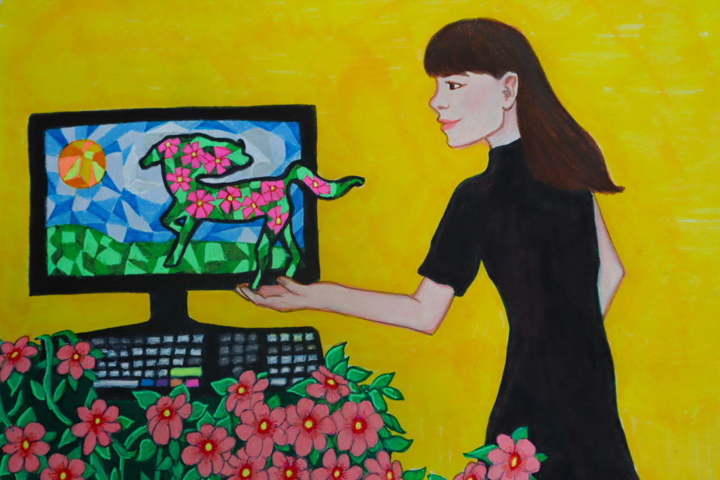 Illustration of the author sending a magical horse into a computer